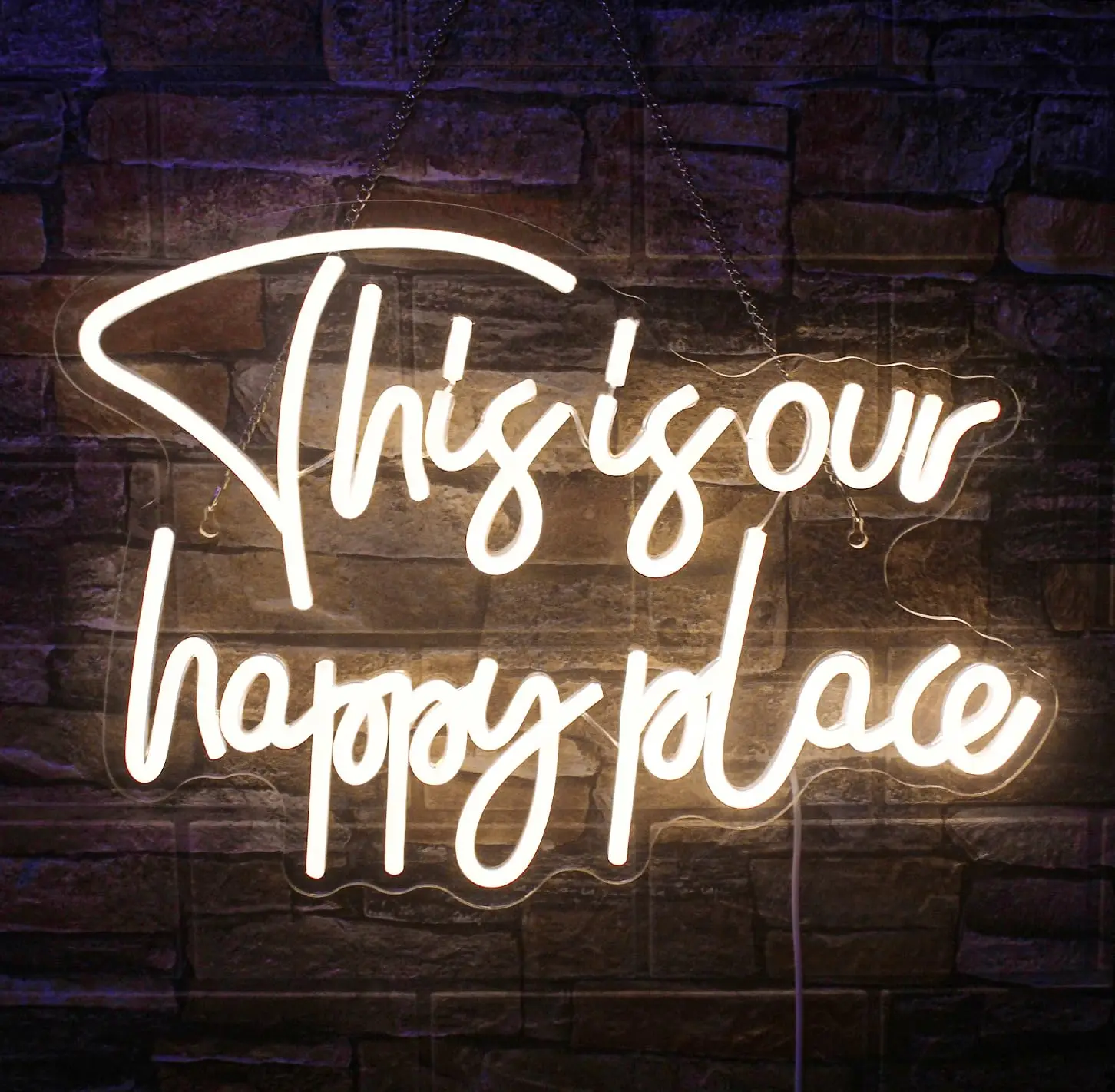 

This is Our Happy Place Neon Sign Wall Decor, Dimmable Warm White LED Bedroom Kid Room Man Cave Home Bar Zone Decor 5V USB