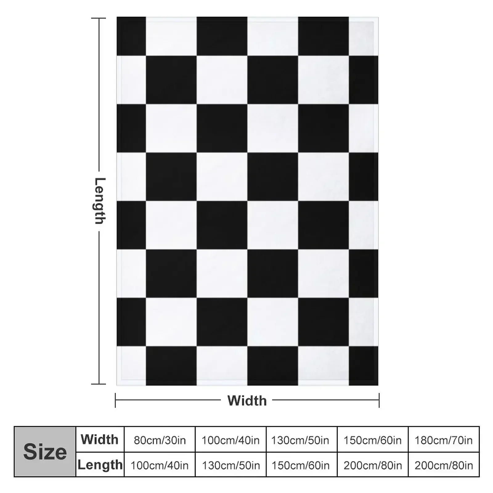 Black White Checker Design Bedspread - Mini Chess Sticker Throw Blanket Soft Beds Personalized Gift Blankets