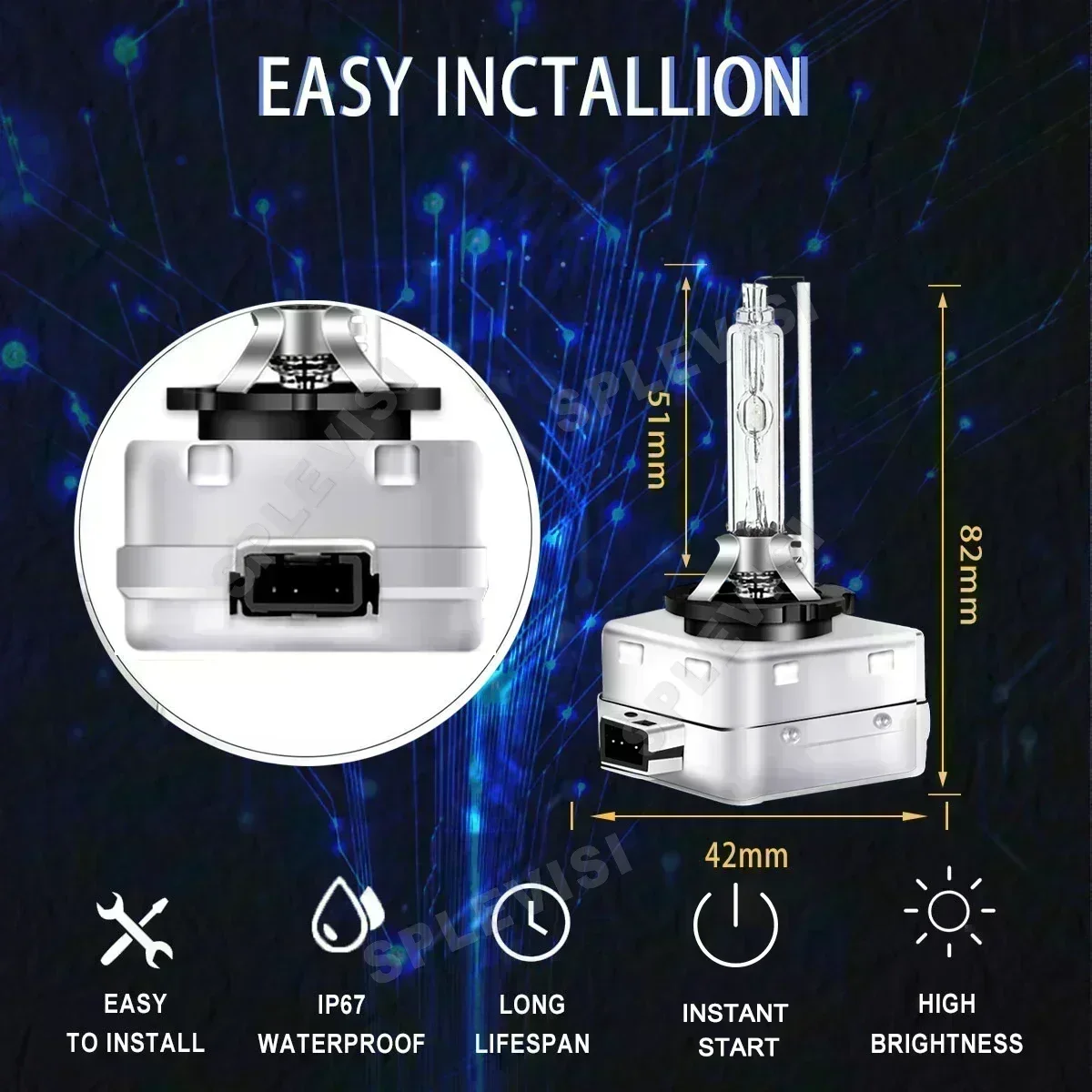 2Pcs Headlights HID D3S Car Light Bulbs 4500LM For SKODA OCTAVIA III 2012 2013 2014 2015 2016 2017 2018 2019 2020 2021 2023