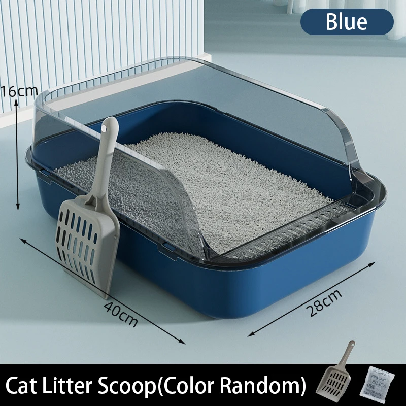 Extra Large High Fence Semi Enclosed Cat Litter Box Thickened Cat Toilet With Cat Litter Scoop Pet Supplies