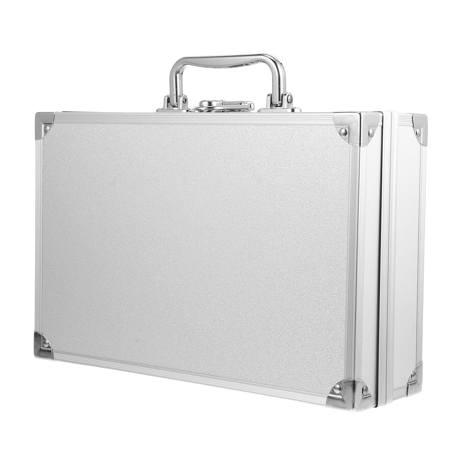 Aluminum Alloy Tool Storage Lockable Silver Carrying Case for Laptop Mic Tools Instruments Portable Safety Box Mini Briefcase