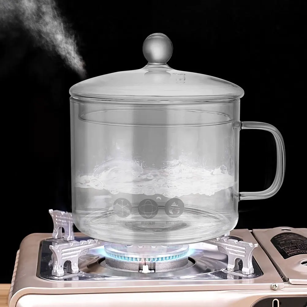 

Multi Purpose Glass Cooking Pot Non Stick Surface Easy Clean Stew Pan for Soup Noodles Milk Sauce Family Gathering Garden Party