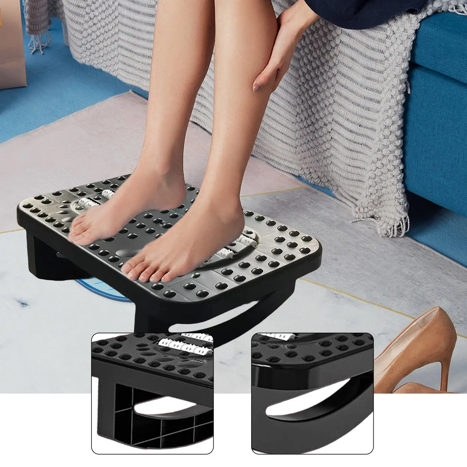 Footrest for Under Desk with Massage Rocker