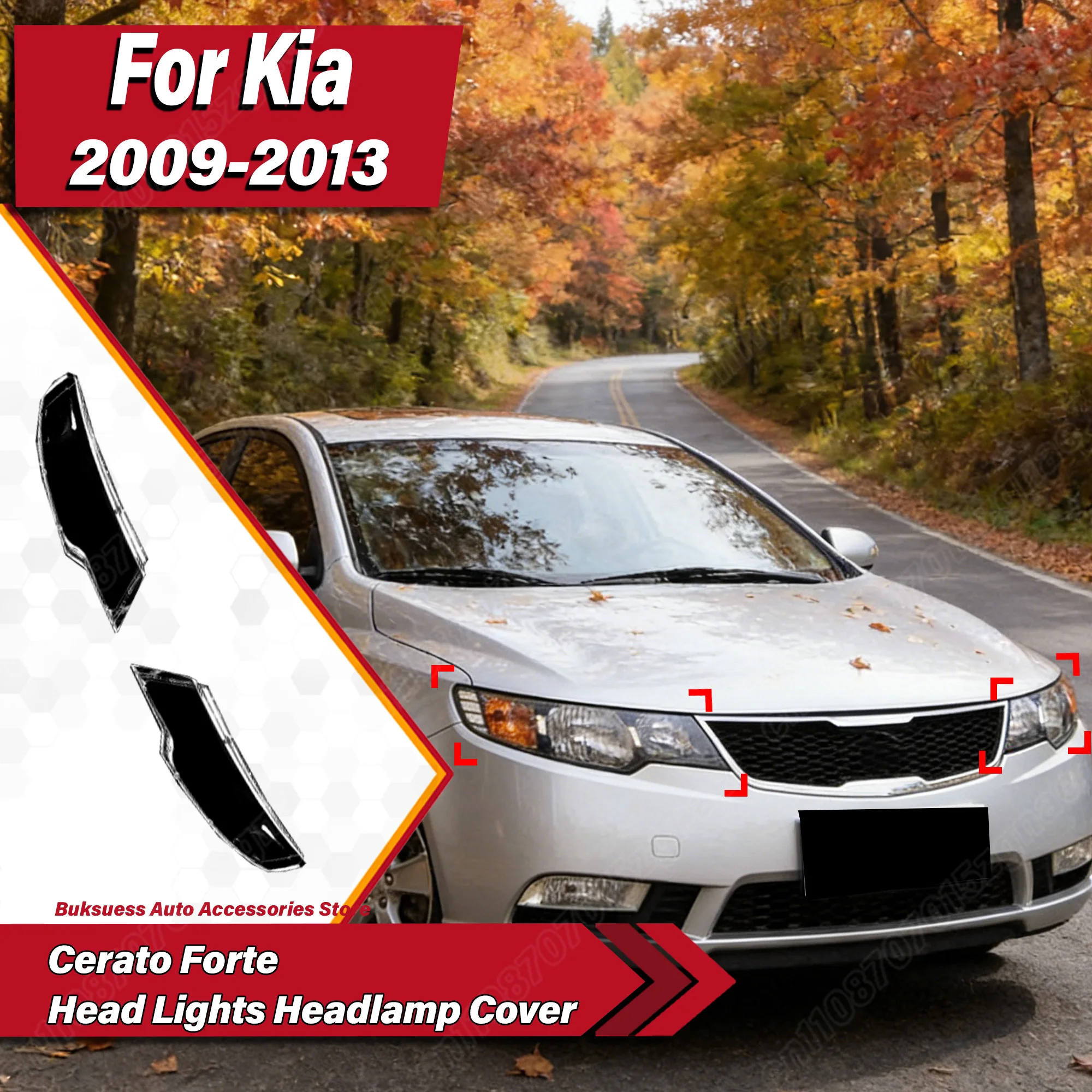 

Для Kia Cerato Forte 2009-2013: Прозрачный внешний защитный кожух для фар, комплект для модификации кузова