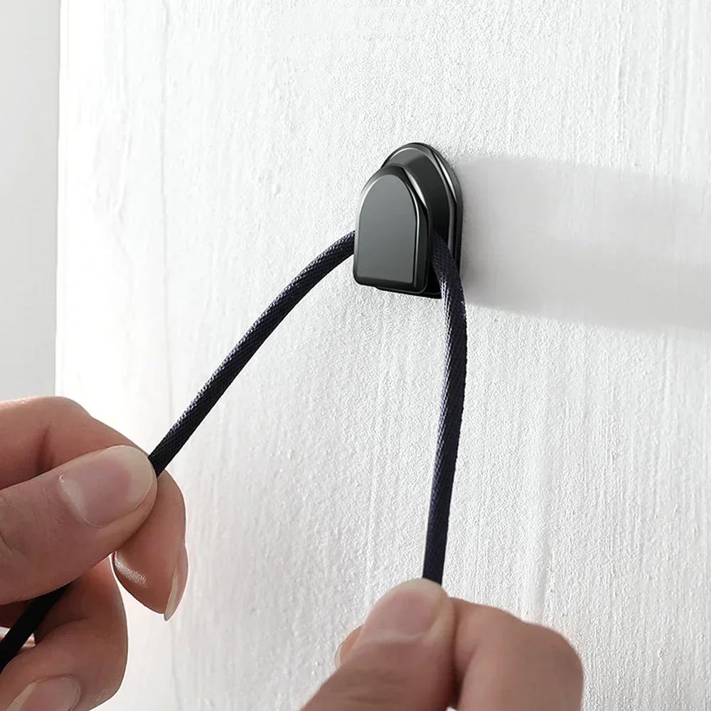 Mini Car Hooks Black Plastic Self Adhesive Invisible Hooks for USB Cable Headphones Key Bag Locker Automotive Storage Accessory