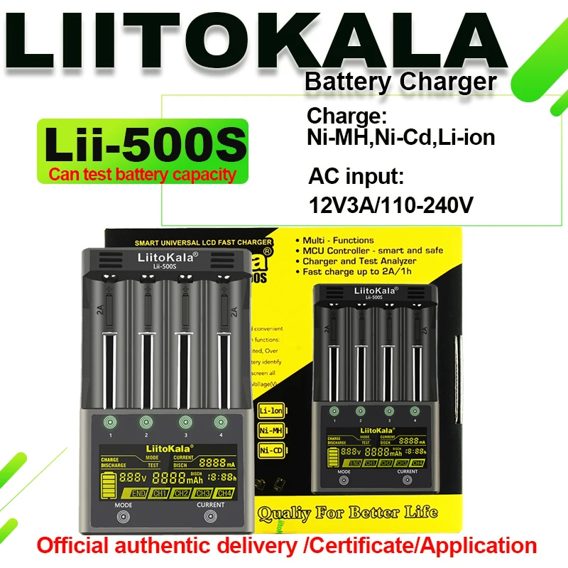 Liitokala lii-500 li-202 lii-100 li-402 شاحن بطارية 3.7 فولت/1.2 فولت 18650/26650/16340/18500 شاحن بطارية مع شاشة lii500