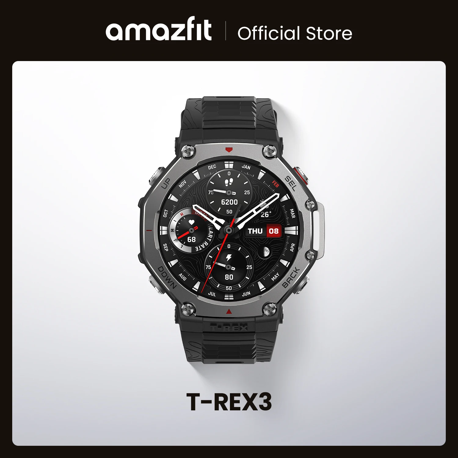 New Amazfit T-Rex 3 Outdoor Smartwatch 48mm AMOLED Display 170 Sports Mode Smart Watch 6 Satellite Systems Dual Band GPS