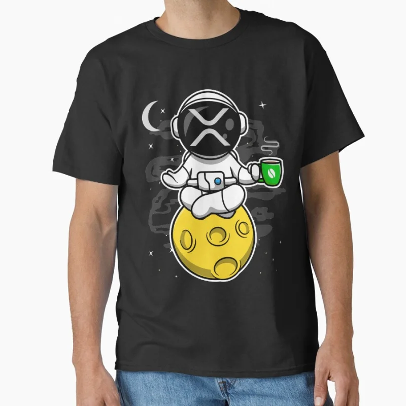 

Astronaut Yoga Coffee Ripple XRP Coin To The Moon Crypto Token Blockchain Cryptocurrency Wallet T shirt for man Large size Tops