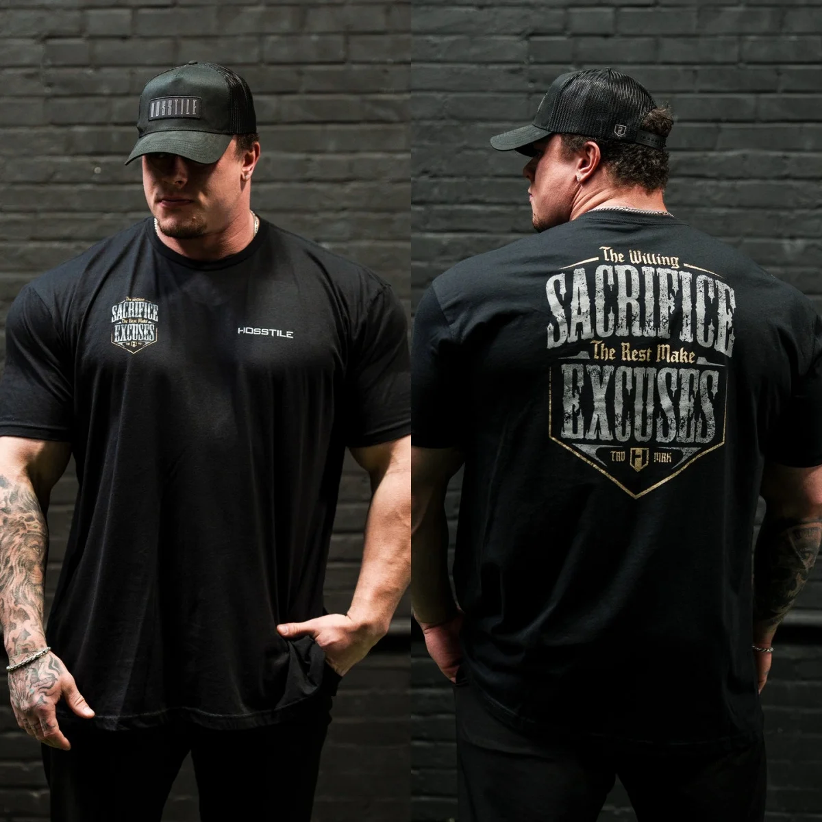 Willing Tee - Hosstile _ Men’s Bodybuilding GYM Graphic Cotton Tee Printing High-end Luxury Unisex Style Both of Men and Women