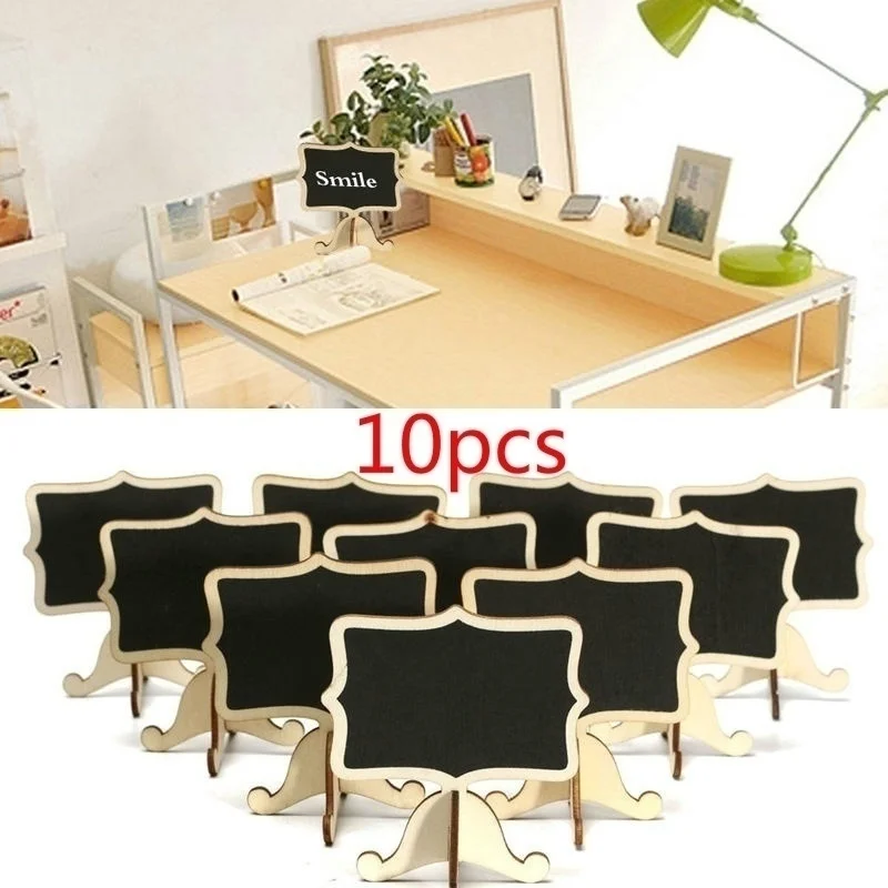 10PCS Mini Card Wooden Small Blackboard Desktop Message Decoration Single-sided Small Blackboard Cute Girl Heart Crafts