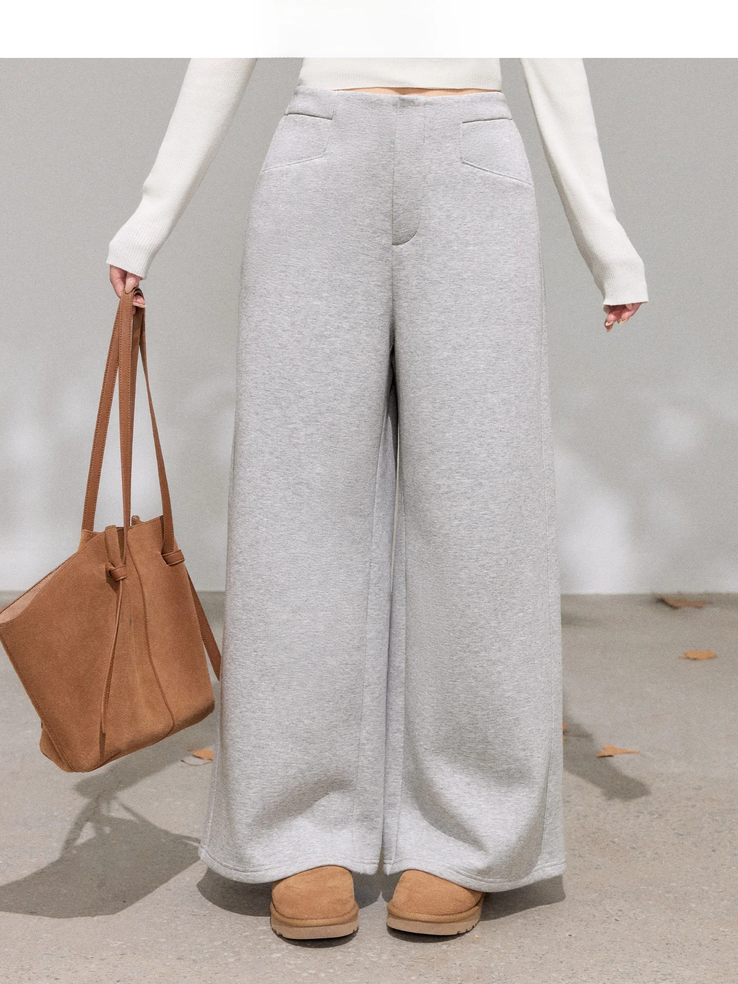 

Широкие прямые брюки с высокой талией для женщин, осенне-зимние, повседневные, комфортные, с эффектом похудения, из дышащей ткани