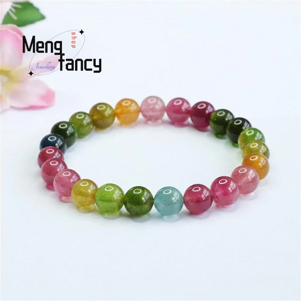 

Natural Ice-grade Tourmaline Exquisite Elegant Simple High-grade Bracelet Old Mine Brazilian Rainbow Luxury Fashion Fine Jewelry