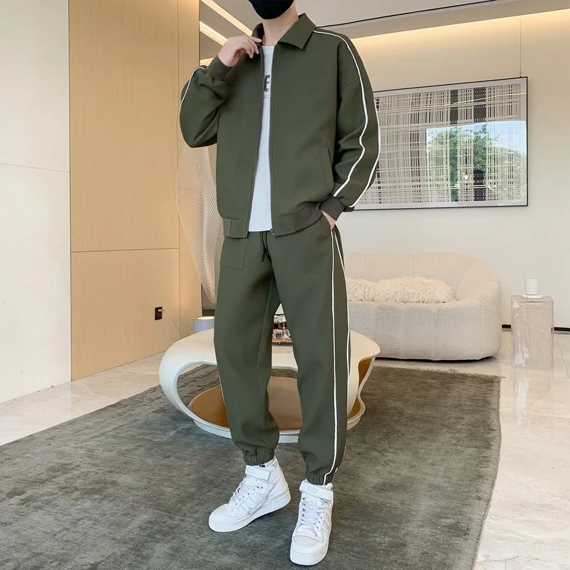 

GIOIOMen's suit，2025Spring New Waffle Leisure Sports Two-Piece Set（Top+Trousers），Fashion Men's Wear