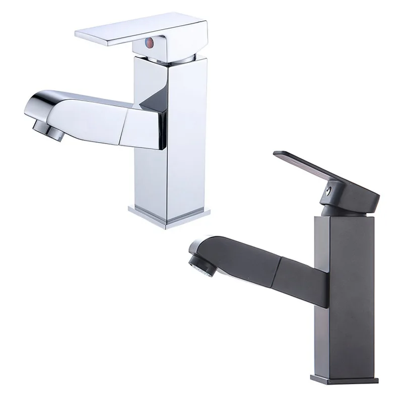 

Медный квадратный смеситель для раковины, черный, для умывальника в ванной комнате, для горячей и холодной воды