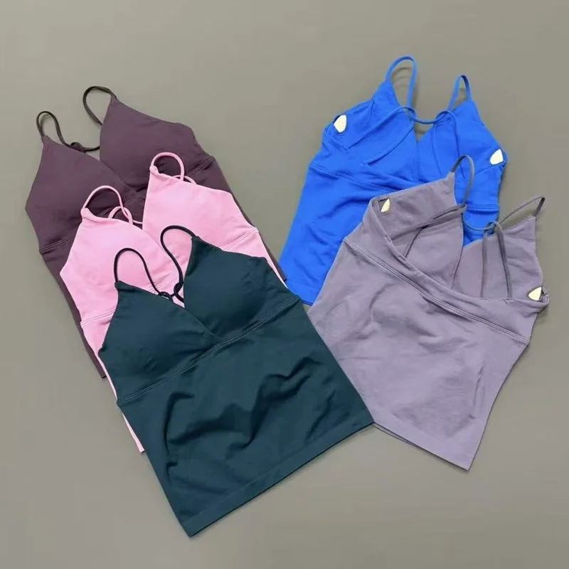 Vision Twist Front Longline Top Gym Sports Yoga Tops Women Quick Dry Thin Strap Workout Vest Push-up Pilates Fitness Tank