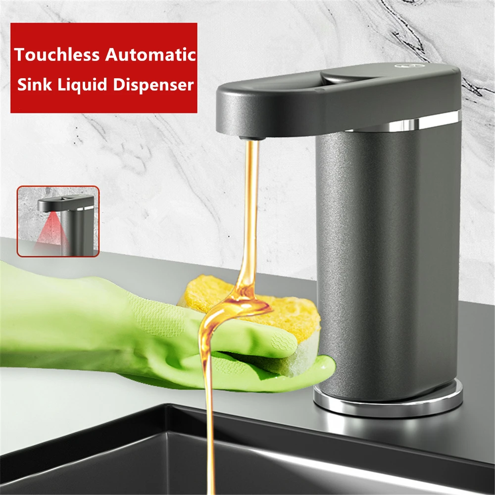タッチレス自動食器用洗剤ディスペンサーusbプラグイン式電動ハンドサニタイザーディスペンサー（キッチンシンク、バスルームカウンター用）