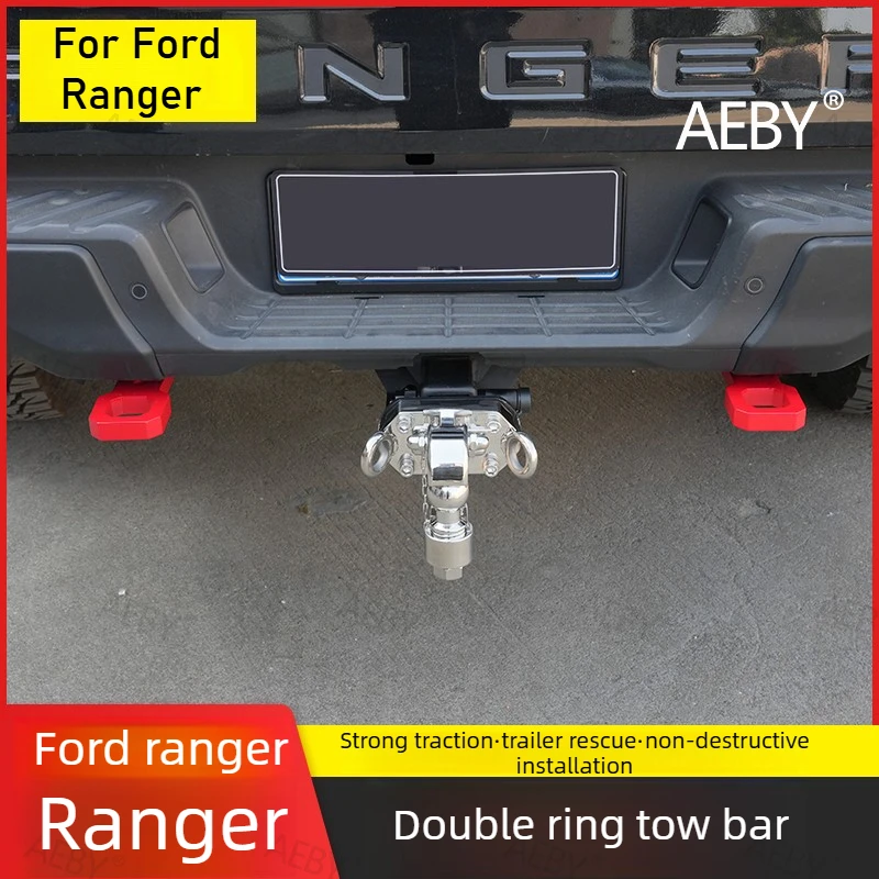 For Ford Ranger 2022-2026 bumper guard tow hook,trailer hitch receiver tow bar,Double ring trailer bar,Car external accessories