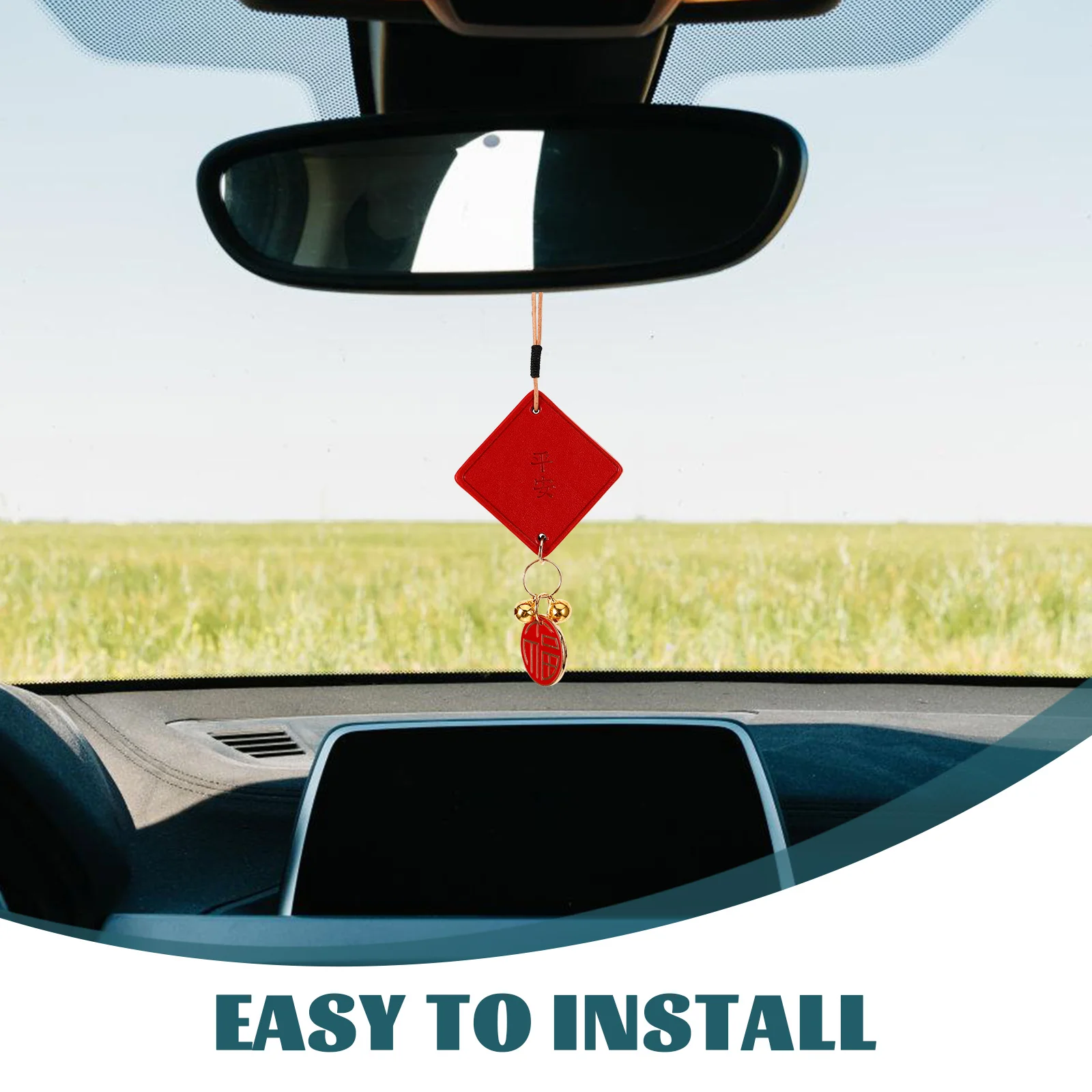 

Hanging Peaceful Car Interior Pendant Decoration Red Imitation Stylish Security Symbol Easy Install Versatile