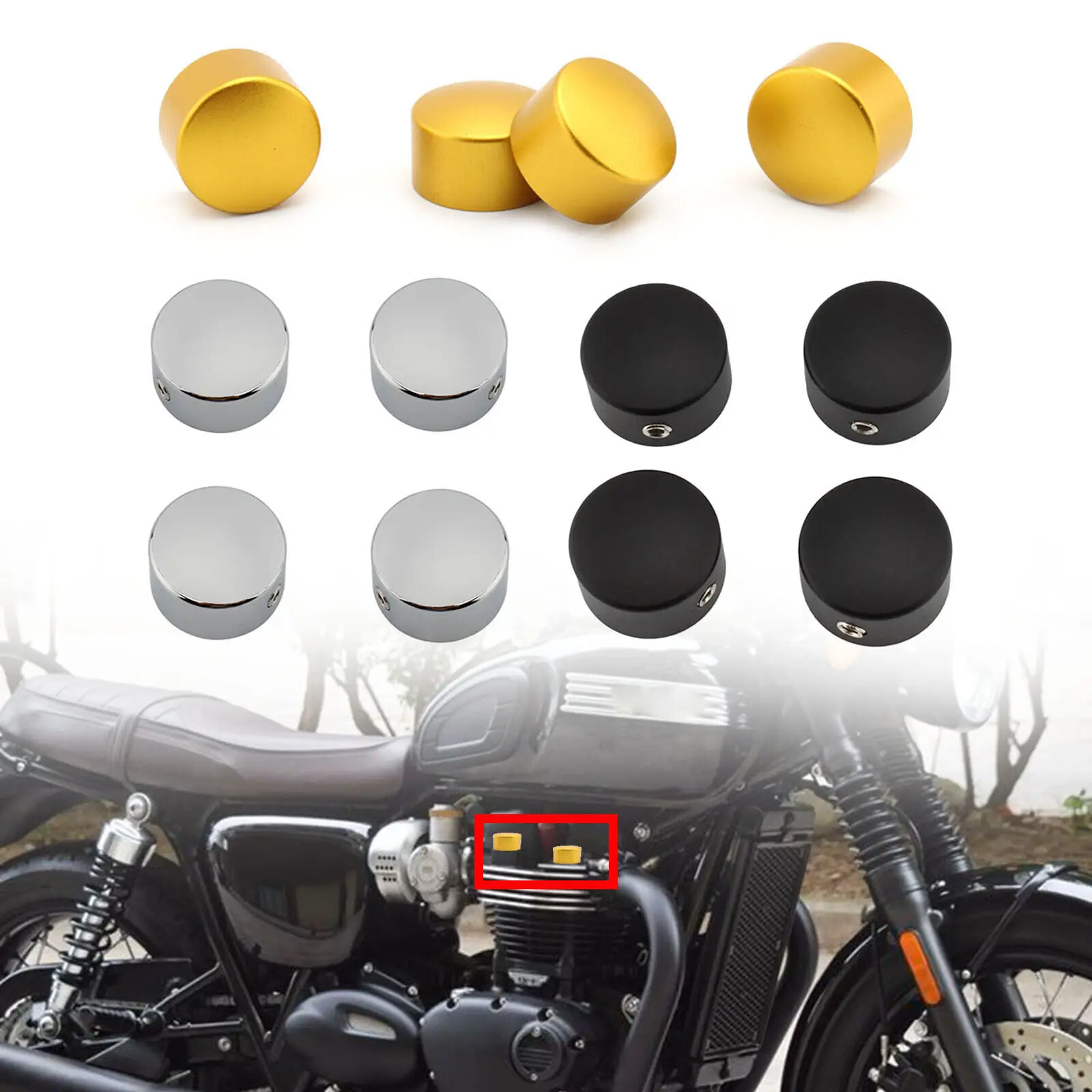 

4Pcs Motorcycle Spark Plug Machined Head Bolt Cover Cap Engine Body Screw Nuts For Triumph Bonneville T120 Thruxton R Street Cup