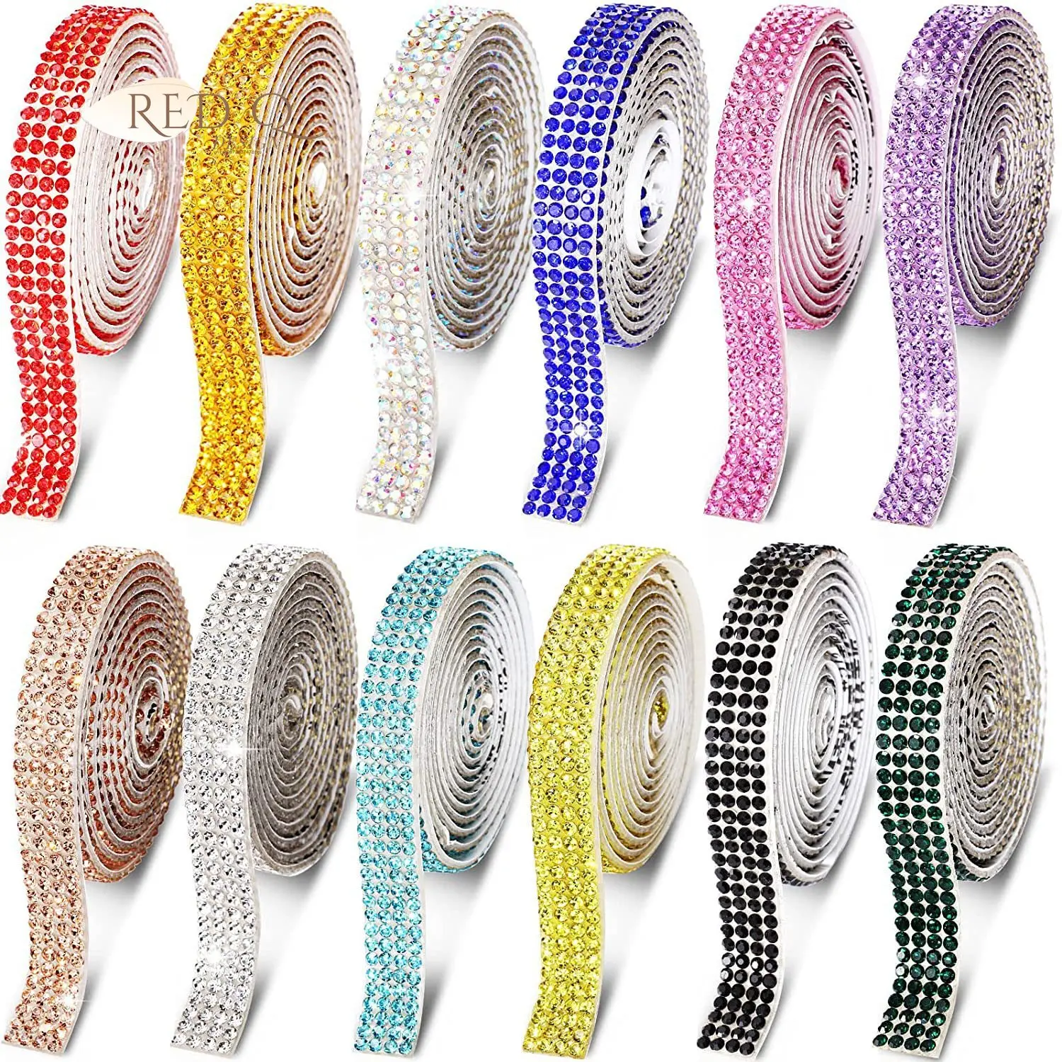 Self Adhesive Crystal Rhinestone Sticker Diamond Ribbon DIY Sticker Rhinestones for Arts Crafts DIY Event Car Phone Decoration