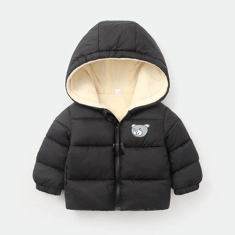Kinder Winter Fleece-Gefütterte Warme Baumwolljacke Weiche Lässige Schule Baby Jungen Mädchen Winddichte Kapuzenjacke Kinder Sport Warme Oberbekleidung – Detail 4