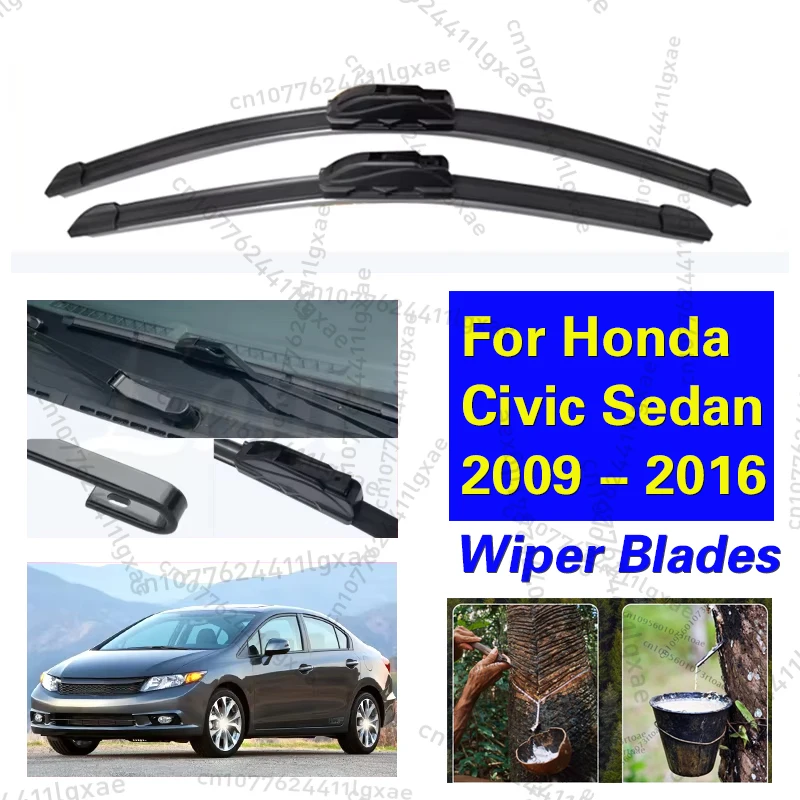 

Front Wiper Blades For Honda Civic Sedan 2009 - 2016 Windshield Windscreen Brushes Cutter Accessories U J Hook 2014 2015 26"+22"