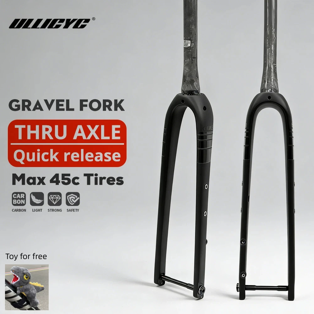 

Велосипедная вилка ULLICYC для гравийных велосипедов, карбоновая, коническая, черная матовая, 700C x 45C, сквозная ось 12x100 мм