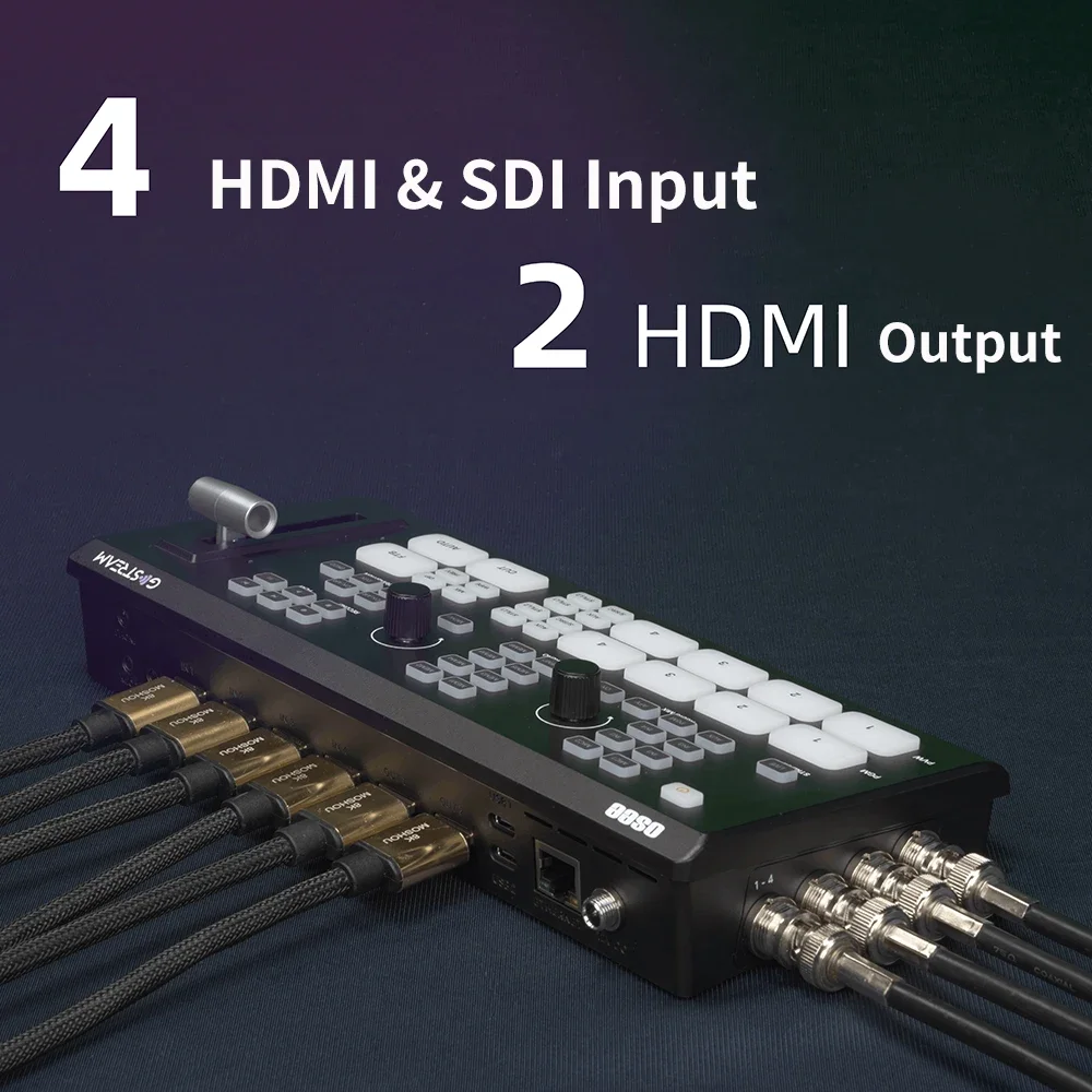 OSEE GoStream Duet 4-channel SDI + HDMI Input Switching مع NDI Multi Machine Live Streaming، Recording، Audio Mixer