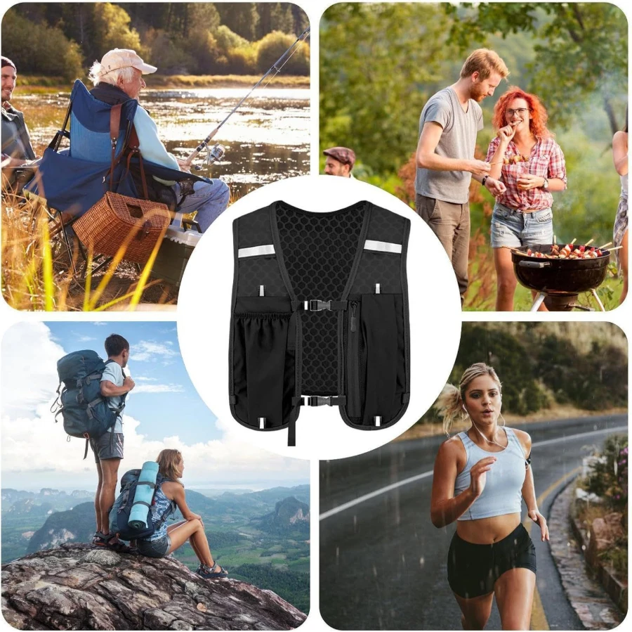 2026NEW Biking Running Storage Vest Backpack Lightweight Running Vest Reflective Hydration Water Chest Pack Phone Storage Pocket