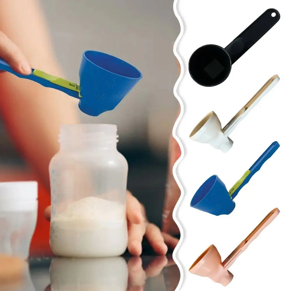 Creative Flling Coffee Scoop Funnel Plastic Reusable Sliding Scoop Funnel 2 in 1 Sliding Design Measuring Spoon Kitchen Gadgets