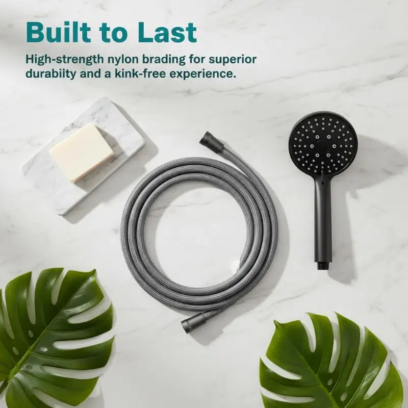 

texture59 Inch Explosion Proof Nylon Shower Hose High Pressure Flexible Anti Twist for Home Bathroom Handheld Showerhead