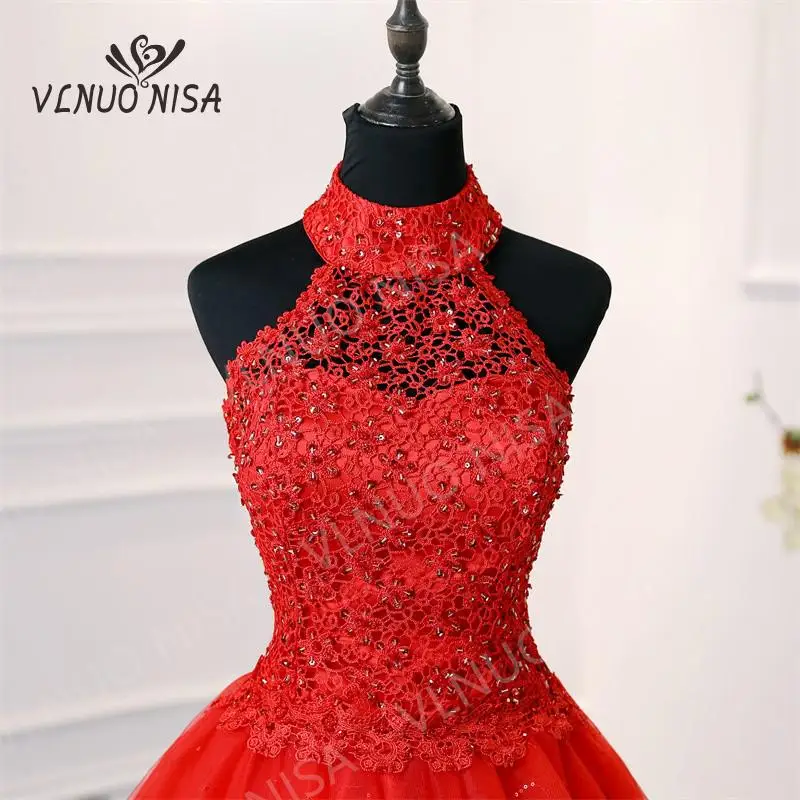 Velnuo Nisa Elegante Zwart Rood Romantische Hater Trouwjurk Vestido De Noiva Kant Applicaties Bow Plus Szie Bruid Zoete Mouwloze