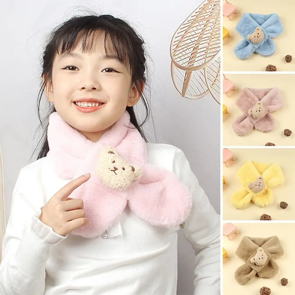 

Fashion Warm Kids Winter Scarf Plush Thick Plush Scarf Cartoon Bears Soft Baby Shawls Baby Boys Girls