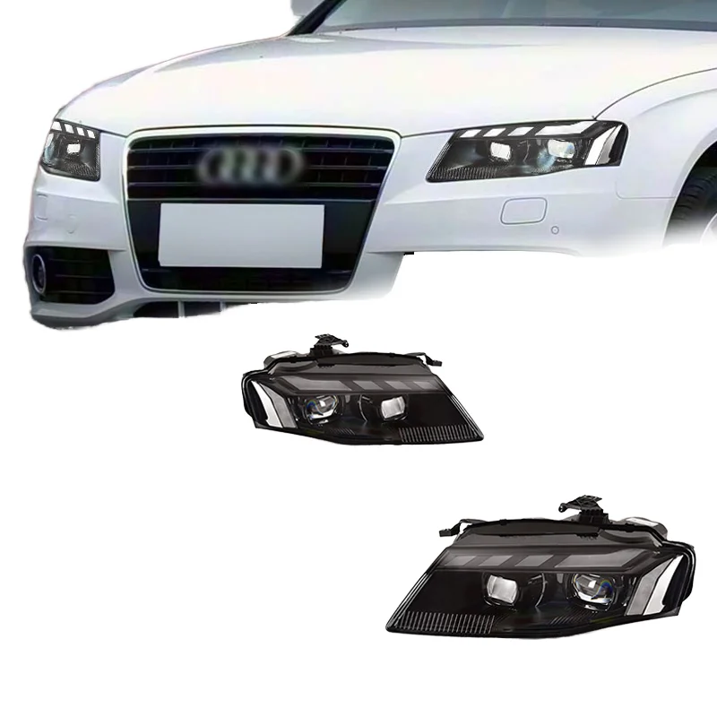 For Audi A4 B8 S4 RS4 2008 2009 2010 2011 2012 LED Headlight Assembly DRL Sequential Turn Signal Projector Lens Lamp Pair