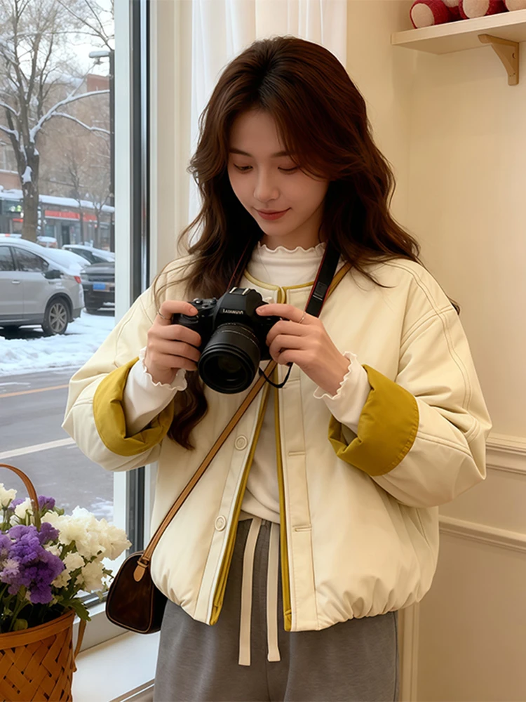 

Модная женская куртка свободного кроя из хлопка Laid-ba Sle: универсальная верхняя одежда в корейском стиле, повседневная, с длинными рукавами