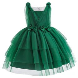 Bow Girls Christmas Dress Tulle Birthday Party Wedding Kids Dress for Girls New Years Princess Costume Xmas Bridemaids Prom Gown