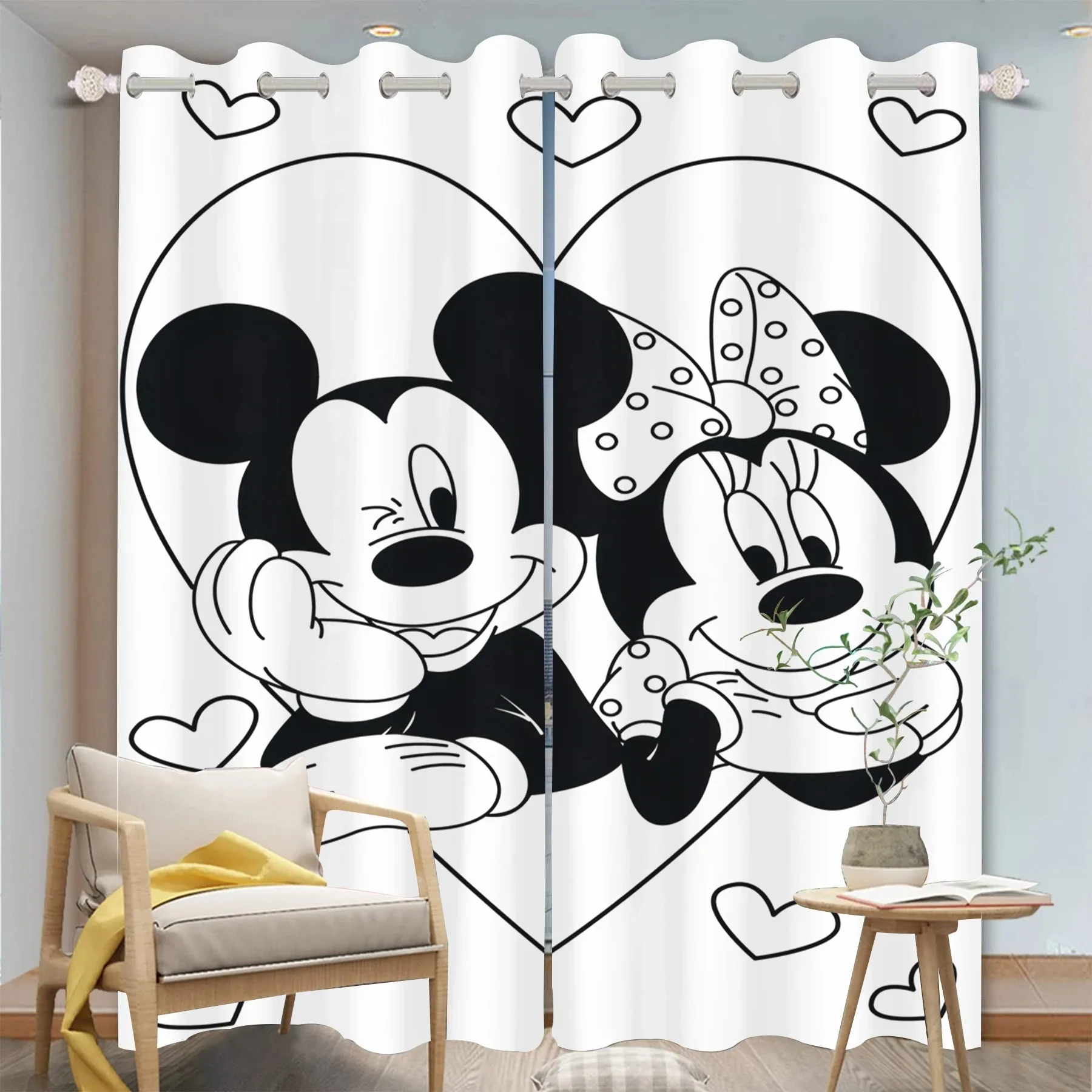 Mickey Mouse cartoon curtains, Disney cute print, home bedroom, living room window blackout, boy and girl bedroom decoration