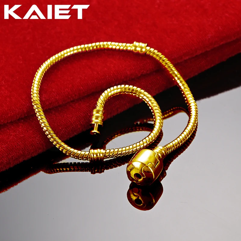 KAIET 925 Sterling Silver Snake Chain Bracelet Plated With 18K Gold Wedding Party For Women Charm Fine Jewelry