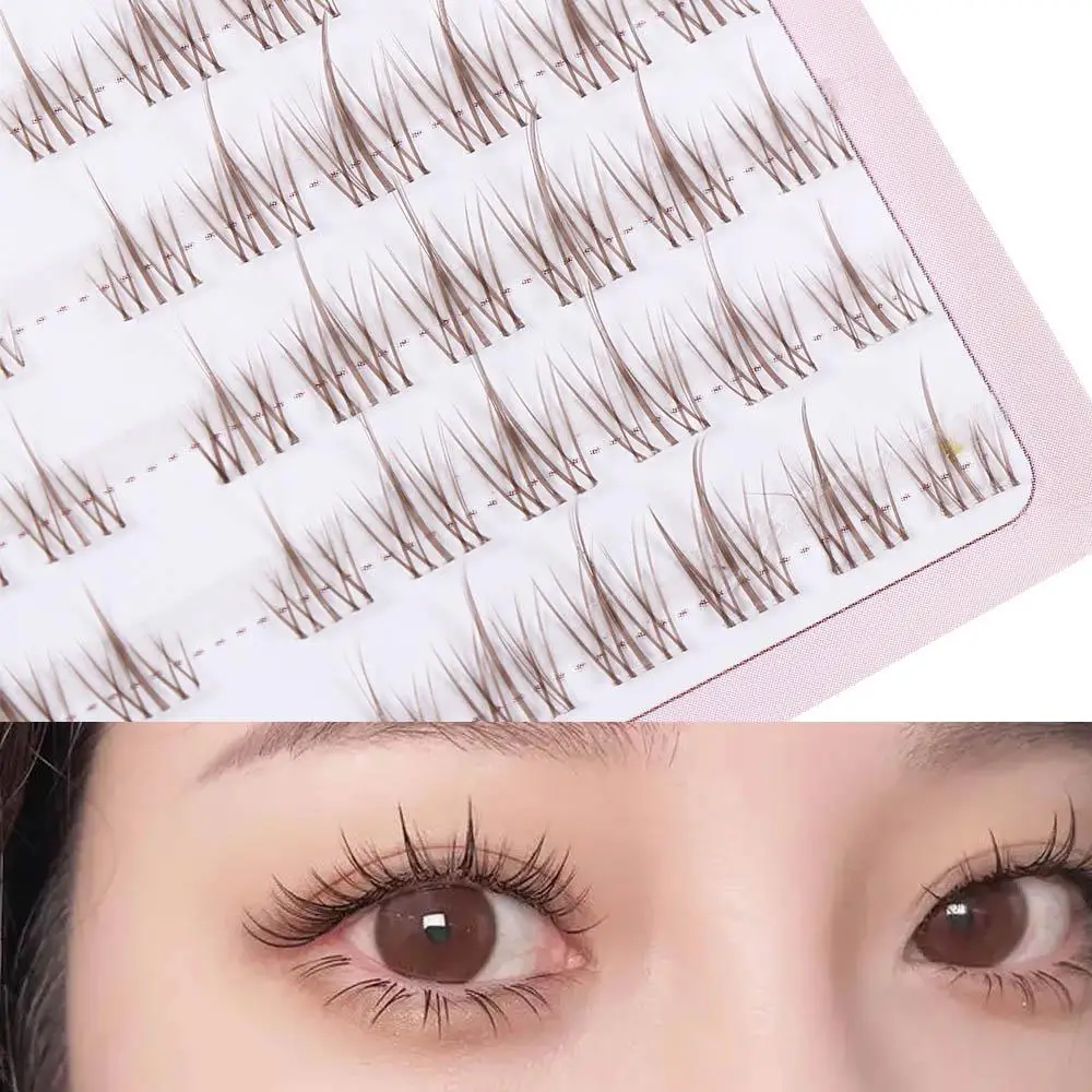 3D Sunflower False Eyelashes Natural Reusable Pure Caramel Brown Eyelash Fashion Transparent Stem