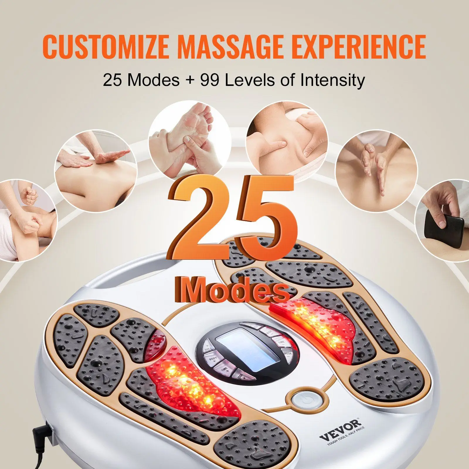 Foot Circulation Stimulator EMS & TENS Foot Massager 25 Modes 99 Intensity