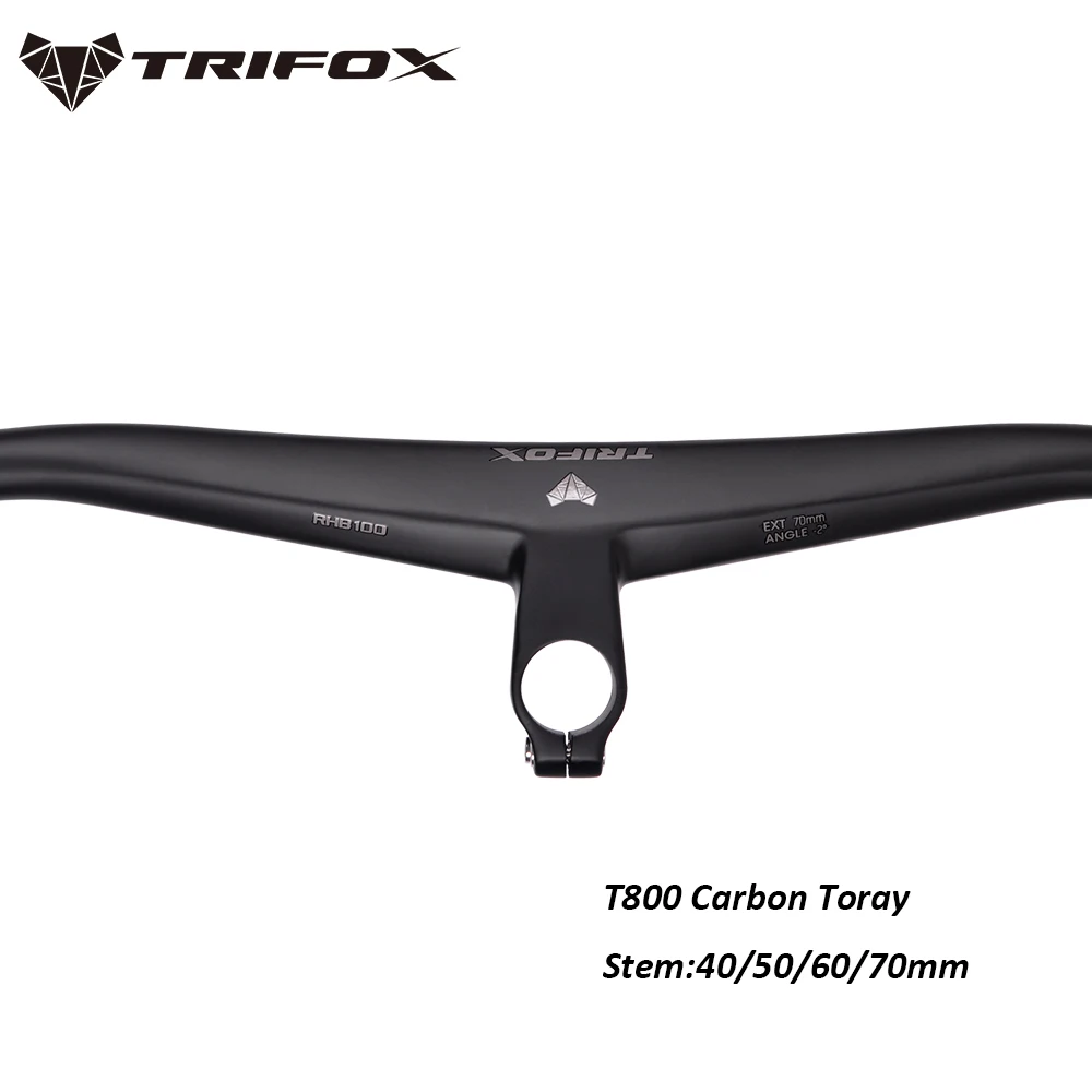 

TRIFOX Carbon Fibre Bicycle MTB Handlebar Riser -6 One-shaped Integrated Handlebar With Stem 40/50/60/70 Mountain Bike Parts