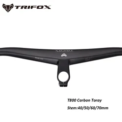 TRIFOX Carbon Fibre Bicycle MTB Handlebar Riser -6 One-shaped Integrated Handlebar With Stem 40/50/60/70 Mountain Bike Parts