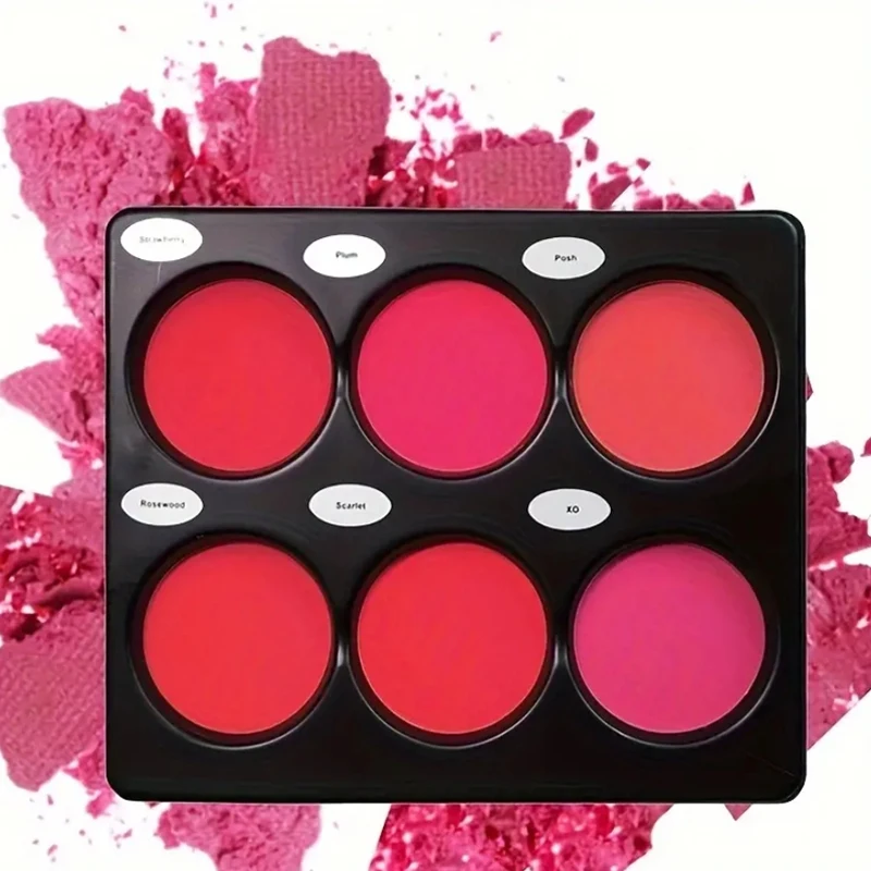 Paleta de maquiagem blush de 6 cores, fosca, à prova d'água, de longa duração, natural, boa tez, fácil de usar, sombra de olhos, maquiagem facial coreana