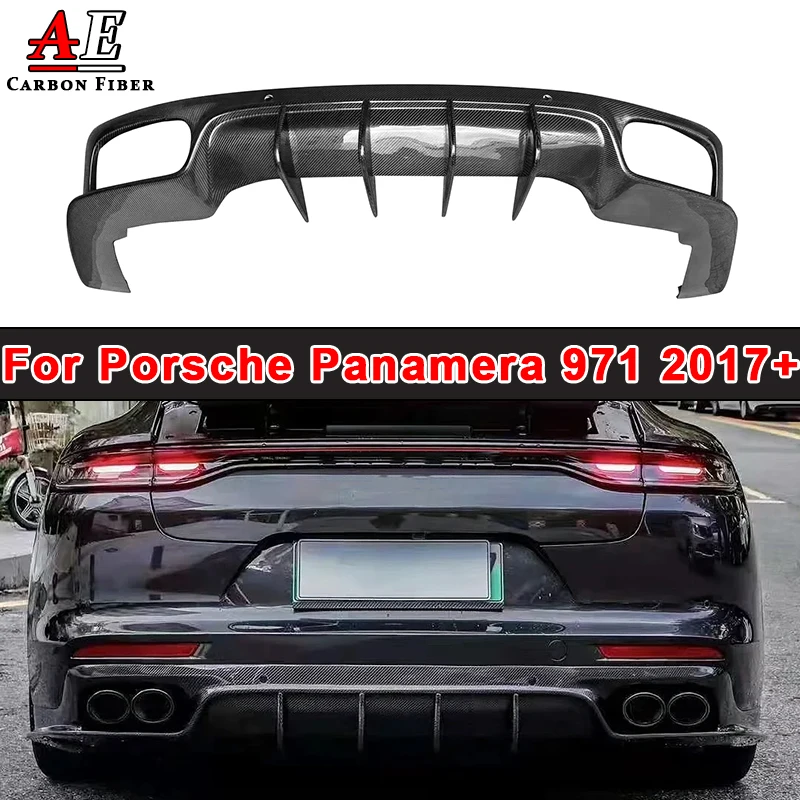 Carbon Fiber Rear Bumper Diffuser Lip Spoiler For Porsche Panamera 971 2017+ Side Splitter Apron Guard Body Kit