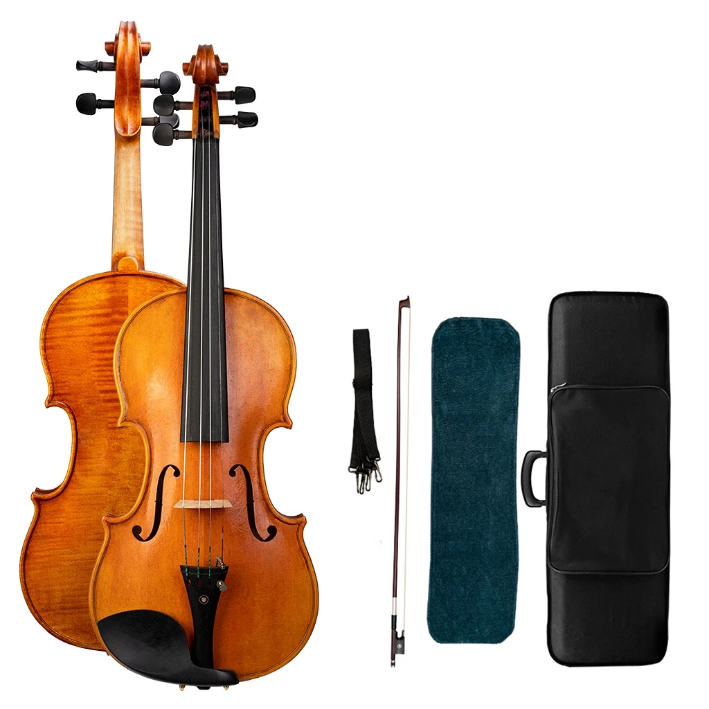 

Professional Full Size Violin Fiddle Two Piece Back Flamed Wood Handcraft Workshop Handmade Concert Violin Master Level