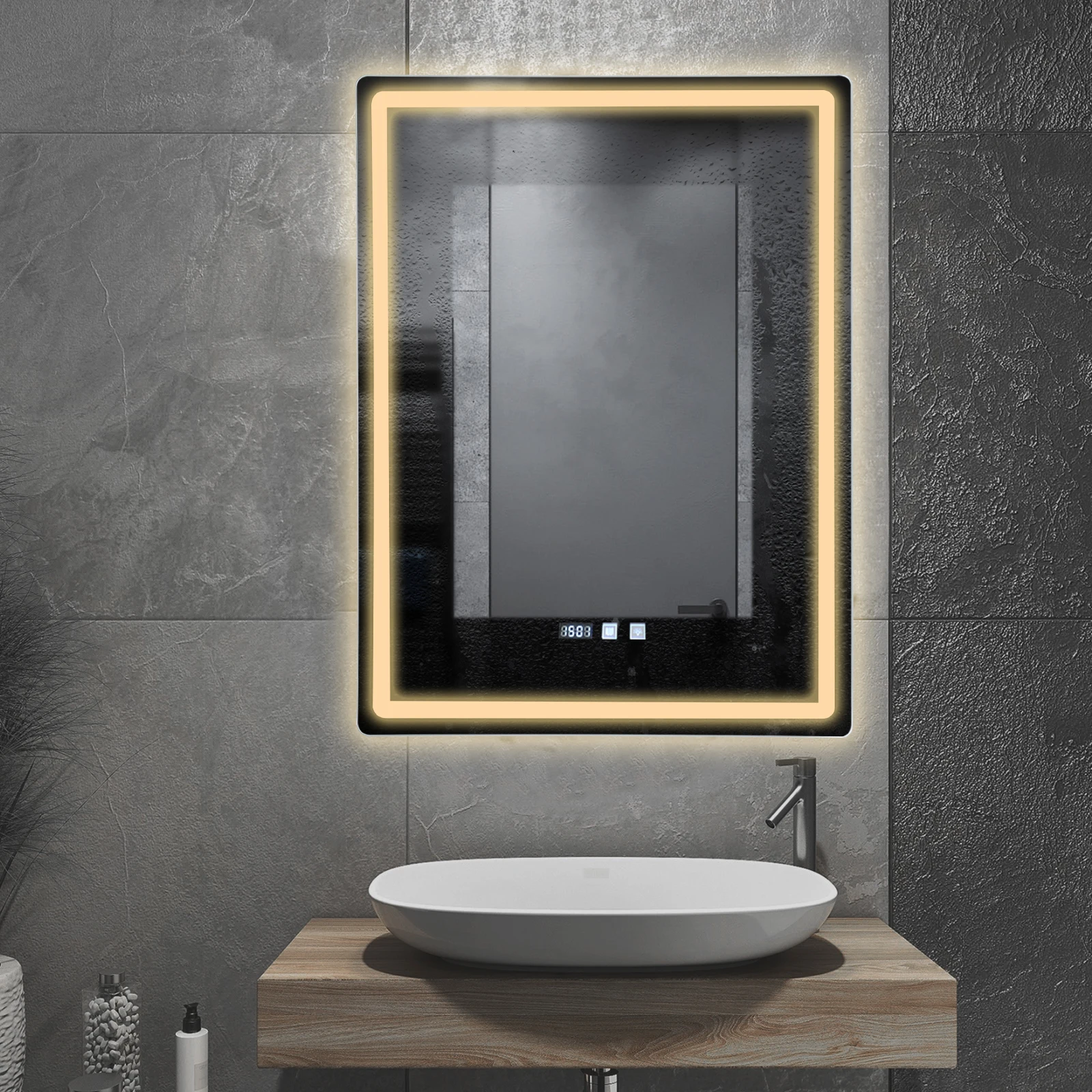 

Led Bathroom Mirror With Light Bathroom Mirror With Light Clock Time Dimmable Anti Clock Mirror Smart Mirror