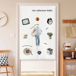 Creative American Illustration Door Curtains Bedroom Kitchen Partition Home Entrance Restaurant Hanging Half-Curtain Decoration