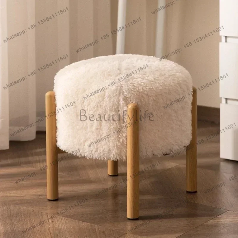 

Furniture Cream Style Makeup Stool Girls Bedroom Dresser Chairs Vanity Chair Footrest Stools Ottomans