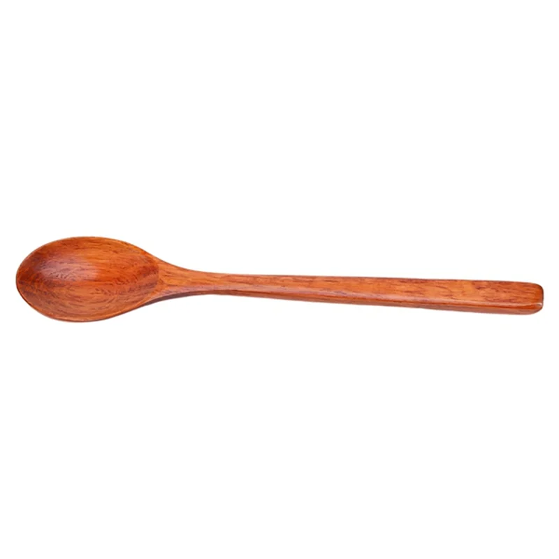 AT02-Wooden Spoons, 12 Pieces Wood Soup Spoons For Eating Mixing Stirring, Long Handle Spoon Kitchen Utensil