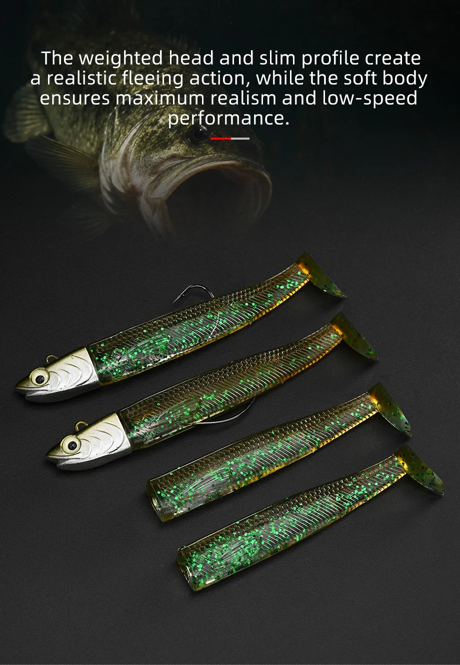 ALLBLUE Tidal Minnow 85mm 15,8g Schwarzer Weicher Angelköder Paddle Tail Jig Head Vinyls Vibration Künstlicher Köder Salzwasser-Ausrüstung – Detail 6